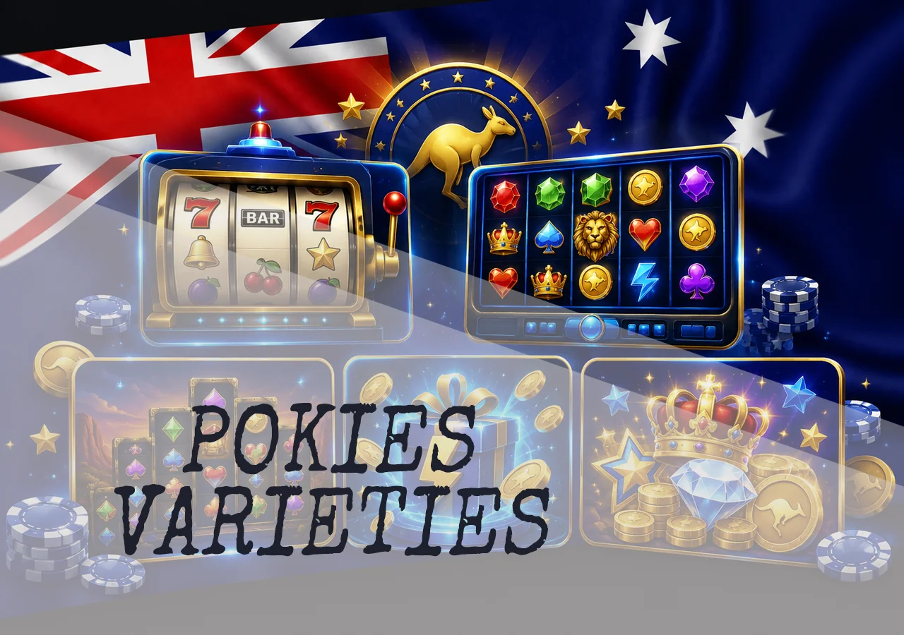 Popular free online pokie types in Australia, including classic slots, video pokies, Megaways, and bonus modes